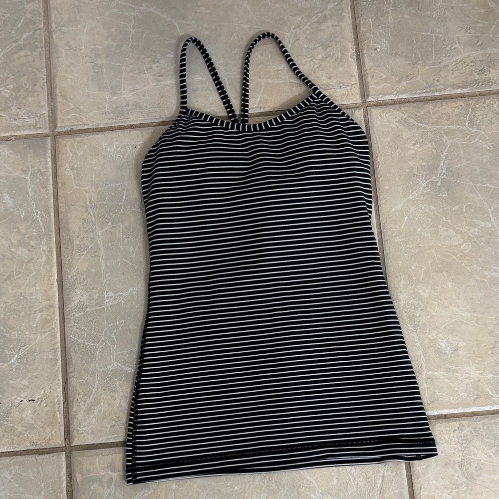 lululemon athletica Black and White Striped Camisole